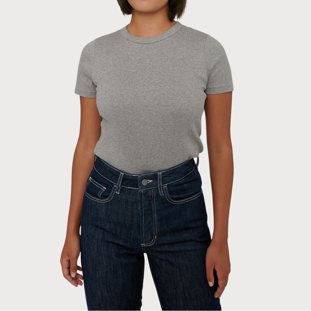 Organic Basics 100% cotton grey rib flex tee